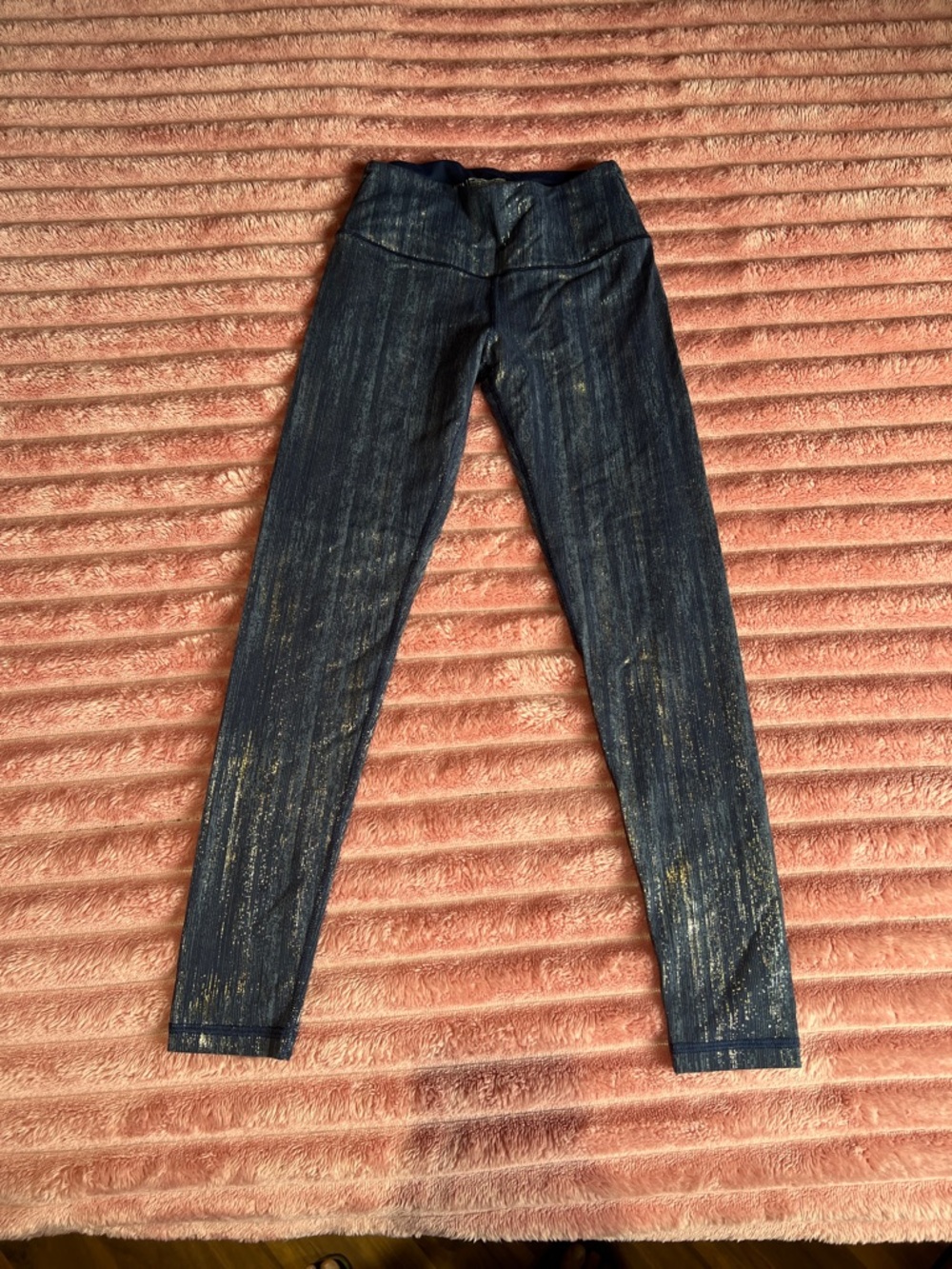 Victoria's Secret Dark Blue Leggings with Gold Glitter Accents
